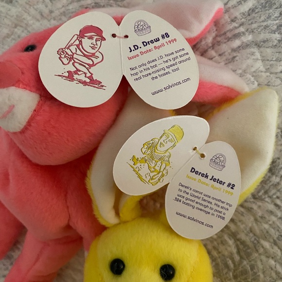 🐰⚾️ RARE RETIRED SALVINO’S BAMM BUNNIES ENTIRE SET OF 6 BASEBALL BUNNIES! MWMT! - Picture 14 of 15